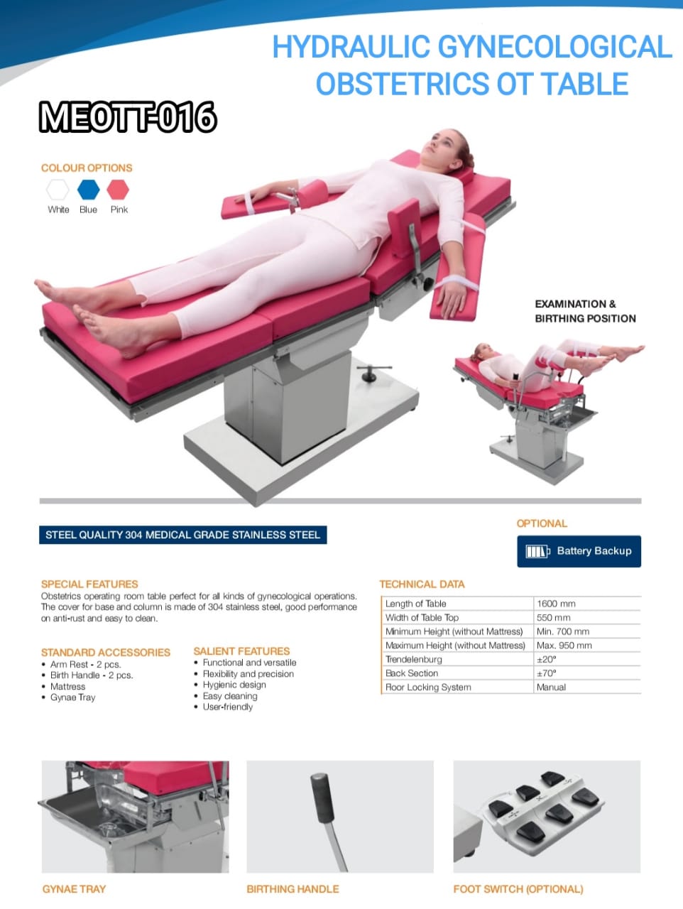 
HYDRAULIC GYNEOLOGICAL OSTERTIC OT TABLE